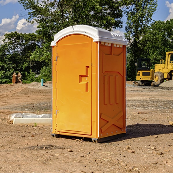 how often are the portable restrooms cleaned and serviced during a rental period in Downe